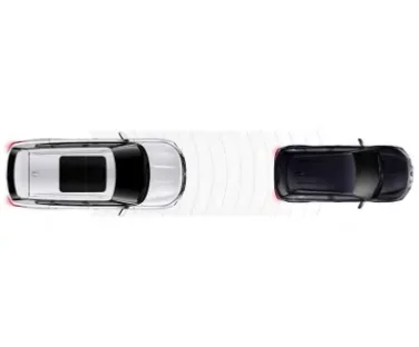 Top view diagram of the 2027 Eclipse Sportback EV detecting a car in front of it